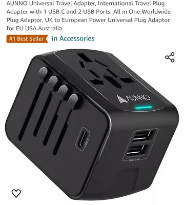 AUNNO Universal Travel Adapter International Travel Plug Adapter With 1 USB... • £9.99