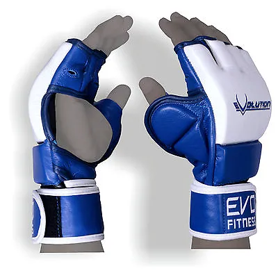 EVO Leather MMA Gloves Martial Arts UFC Kick Boxing Muay Thai Sparring Grappling • £12.99