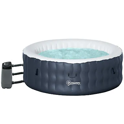 Outsunny Inflatable Hot Tub Spa W/ Pump 4-6 Person Dark Blue • £489.99