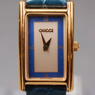 ◆Exc+5◆ Vintage Gucci 2600L Gold Plated Blue Leather Women's QZ Watch From Japan • $154.99