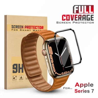 $5.99 • Buy For Apple Watch Series 7 45mm 41mm Full Coverage Tempered Glass Screen Protector