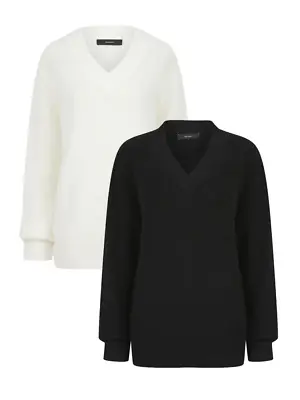 New Ex Vero Moda Ladies V Neck Cable Knit Warm Cable Jumper White / Black • £12.95