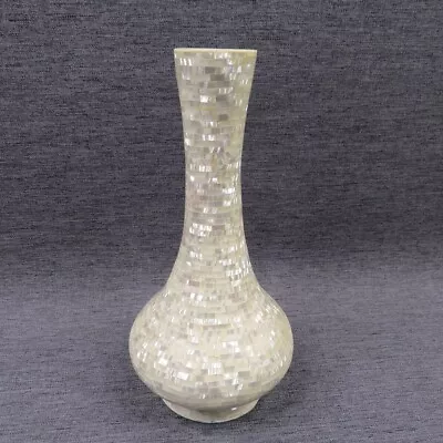 Ceramic Vase Covered In Mother Of Pearl Mosaic Pattern 18cm Tall • $22.08