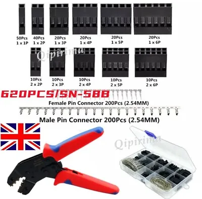 620PCS Assorted 2.54mm Dupont Wire Cable Jumper Header Connector Kit & M/F Crimp • £6.90