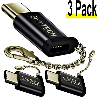 3 Pack USB  Type C Male To Micro USB Female Adapter Converter Connector -b731 • $6.99