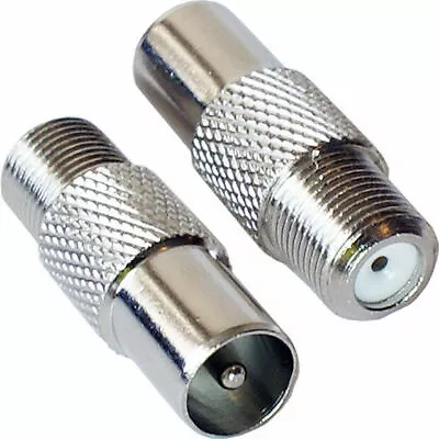 F Type Socket To Coax RF IEC Aerial Plug Male Adapter Twist On Connector UK • £2.39