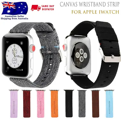 $9.95 • Buy For Apple Watch Band Series 8765432 SE Fabric Canvas Nylon Wristband Band Strap