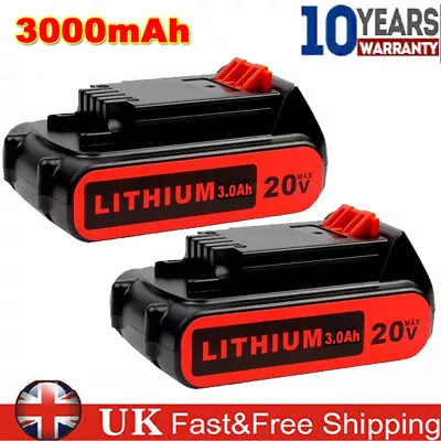 2pack 18V Lithium-Ion Battery For Black & Decker 20 Volt LB20 LBX20 LBXR20 3.0Ah • £32.98