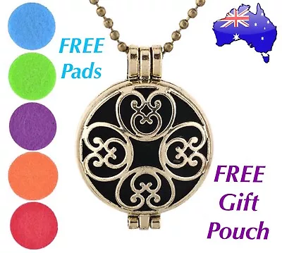 $11.50 • Buy Gold Swirl Aromatherapy Essential Oil Diffuser Locket Pendant Necklace Gift New