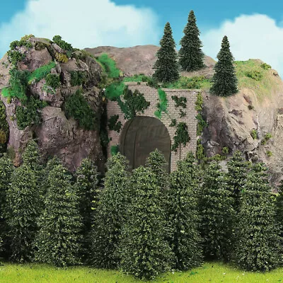 40/48pcs Miniature Scenery Model Pine Trees Deep Green Pines For HO O N Z Scale • $18.99