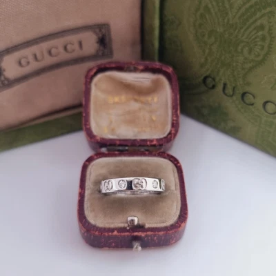 £895 • Buy Boxed 18ct White Gold GUCCI Diamond Eternity Icon Ring 18k 750 RRP £1720 Size 13