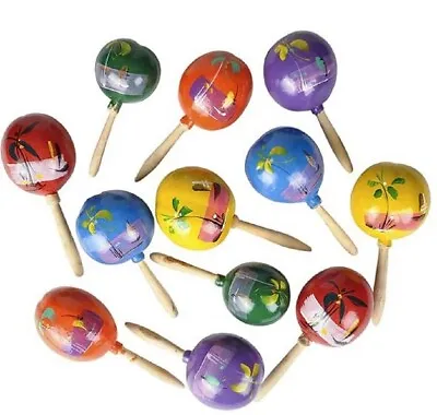 8  Hand Made Genuine Mexican Real Wooden Maracas (Pack Of 2) Random Color Pick • $12.99