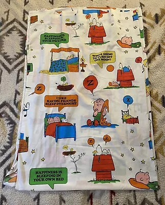 Vintage 60s/70s Peanuts Charlie Brown Twin Size Flat Sheet Blanket Made In USA • $19.99