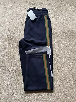 Percival Mens Stripe Jacquard Trackpants Navy Blue New With Tags Size • £20