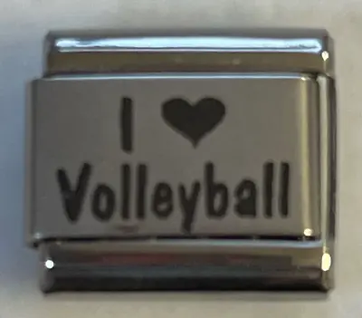 I Love (heart) Volleyball Italian Charm Bracelet Link 9mm Stainless Steel • $7.25