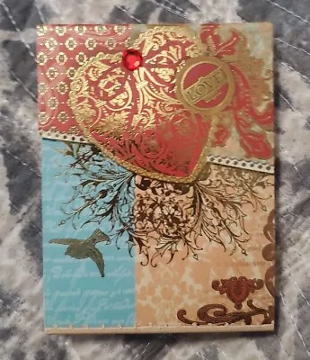 Punch Studio Gold Foil Jewel Embellished Mini Pocket Notepad Love Heart • $10.99