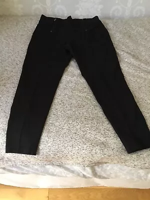 M&S Black Pull-On Leggings/Jeggings With Zip Trims On Waist - Size 16 Regular • £5