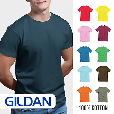 £2.50 • Buy Mens Gildan Softstyle T-Shirt Plain Blank Ringspun Cotton Casual Summer Style