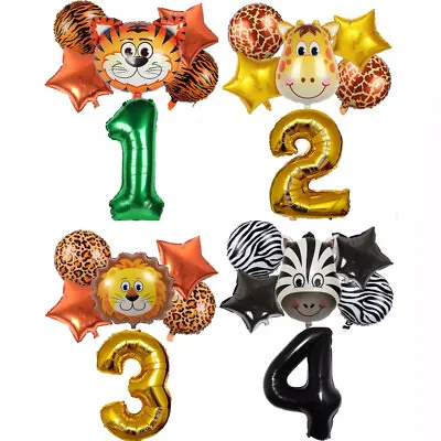 6pcs Jungle Safari Animal Foil Balloon Set Kids 1st Birthday Party Decoration • £5.99