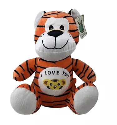 World Plush Inc Orange Tiger Embroidered Eyes Stuffed Plush Animal I LOVE YOU • $12