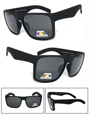 Mens Oversized Square Sunglasses Matte Black Polarized Motor-cycle Sports • $10.95