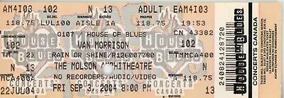 Van Morrison Vintage Concert Ticket Molson Amphitheatre (Toronto 2004) • $33.81