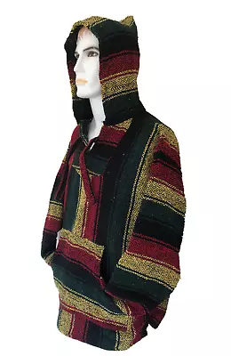 £19.99 • Buy Hoodie Mexican Baja Jerga Drug Rug Jumper Festival Surf Hippie Rasta Colours