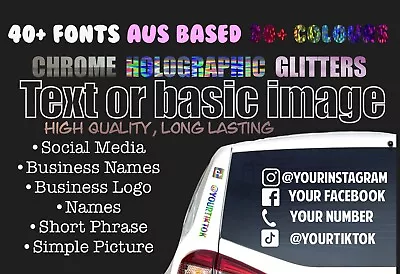 Vinyl Decal Sticker Car SocialMedia Custom Name Personalised Holographic Chrome • $5.50