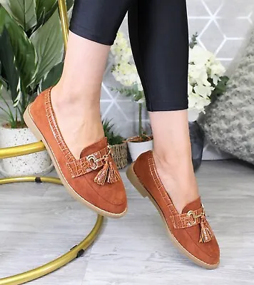 £12.95 • Buy Ladies Loafers Flats Pumps Slip On Bow School Shoes Women Comfy Office Work Size