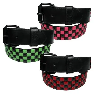 4 Row Pyramid Checkered Belt Mens Womens Studded Belts With Removable Buckle • £12.99