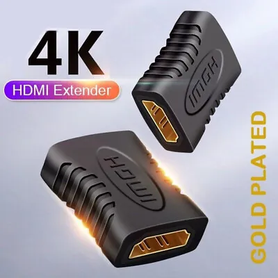 HDMI EXTENDER 2x FEMALE TO FEMALE COUPLER ADAPTER JOINER CONNECTOR For 1080P/4K • £2.95