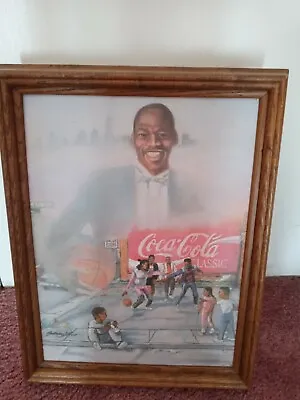 Vintage Michael Jordan &  Coca-cola Canvas Oil Painting North Carolina Tar Heals • $69