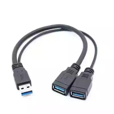 USB 2.0 Male To 2 Dual USB Female Power Adapter Y Splitter Cable Cord Connector • $4.99