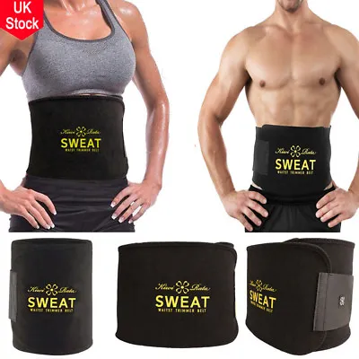 Men Women Tummy Waist Cincher Trimmer Sweat Belt Trainer Slimming Body Shaper UK • £12.79