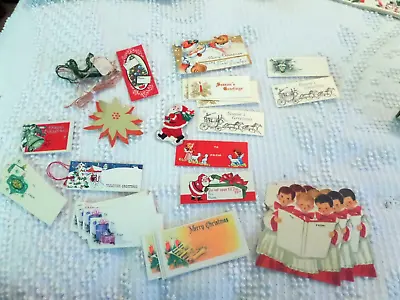 Lot Vintage Christmas Gift Tags Strings & Stickers Velour Santa Sticker • $9.95