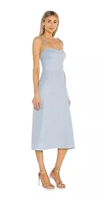 Amanda Uprichard X REVOLVE Cava Linen Midi Dress Womens Size M Sky Blue $260 USA • $94.46