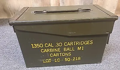 U.S. Military Burrowes 1350 Cartridges Cal.30 Carbine Ball M1 Ammo Can Metal Box • $49.99