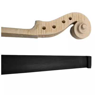 Carved Flamed Violin Neck Head Stock And Ebony Fingerboard Fretboard 4/4 • $30.08