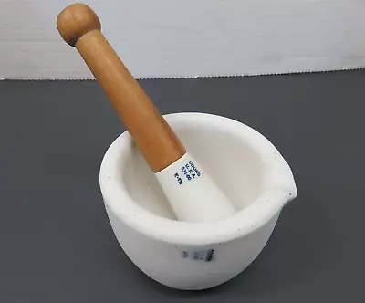 1920's Coors USA Apothecary Unglazed Porcelain Mortar And Wood Handle Pestle Set • $64.99