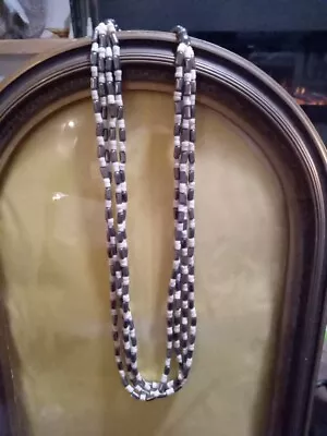 Beautiful Vintage Navajo Bone And Metal Triple Stranded Beaded Necklace  • $65