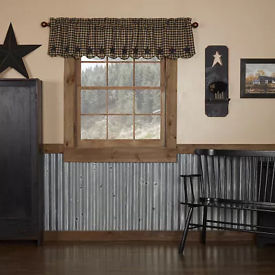 $23.95 • Buy VHC Brands Primitive 16 X72  Valance Black Rod Pocket Kitchen Window Curtains