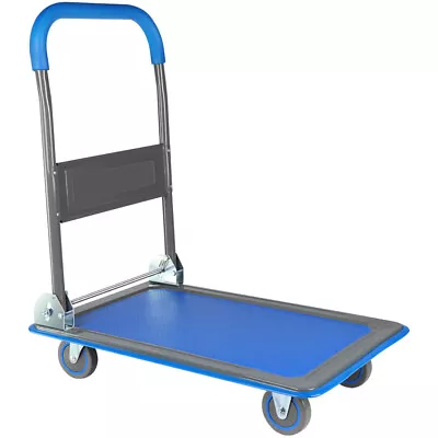 Heavy Duty Space Saving Collapsible Swivel Push Cart Dolly Handle Flat Bed Wagon • $58.89