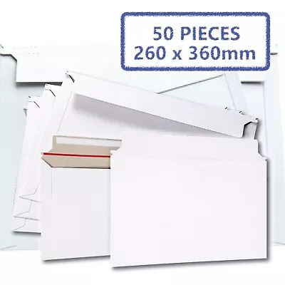 50x 300gsm B4 260 X 360mm Semi Rigid White Hard Envelope Tough Bag Replacements • $32.25