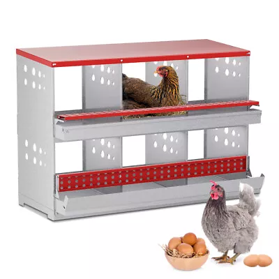 6 Holes Chicken Nesting Box Poultry Perch Brooding Box Eggs Automatic Collection • $134.52