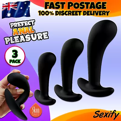 3 Pack Silicone Anal Butt Plug Beads Trainer Set Prostate Massager Dildo Sex Toy • $26.95