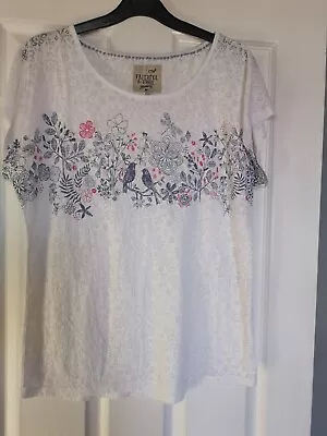 Mantaray Size 10 White Floral Print Tunic Top Short Sleeve • £1.50