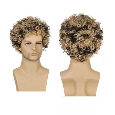  Curly Wig For Man Mens Party Fancy Dress Rocking Fake Hairpiece Clothing • £15.45