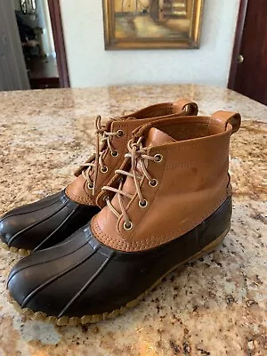 CABELA'S Duck Hunting Boots Mens 10 Brown Leather Mid-Calf Lace Up Rubber • $26.95