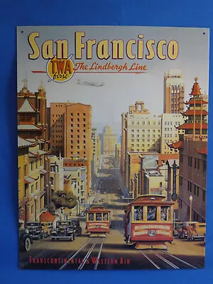 San Francisco TWA Plane Travel  12.5x16 Out Of Print Vintage Metal Sign New B79 • $37.95