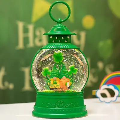 St Patricks Day Snow Globe Lucky Shamrock Gnomes For St Patricks Day Decoration • $29.97